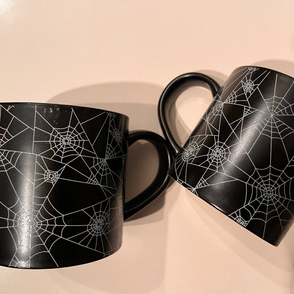 Spider Web Stoneware Mugs (Set of 2‎ / new)